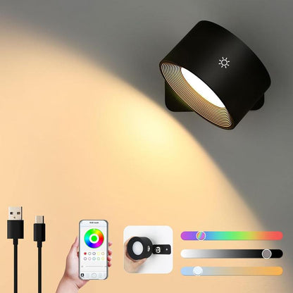 Lightess Smart Wall Sconce, Dimmable Wall Mounted Lamp with 3 Lighting & RGB & Ambiance Mode, APP & Touch Control, Rechargeable LED Light Battery Operated, Cordless Wall Light for Reading Bedside