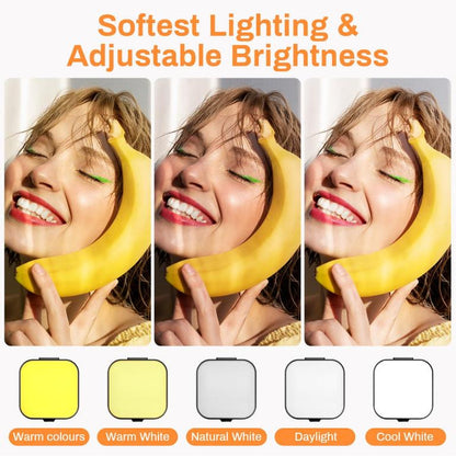 Portable LED Rechargeable Selfie Light with Front and Rear Clip-On Cell Phone Light, Adjustable 5 Lighting Modes for Cell Phone, Iphone, Android, Ipad, Laptop, Makeup, Selfie, Video Conference