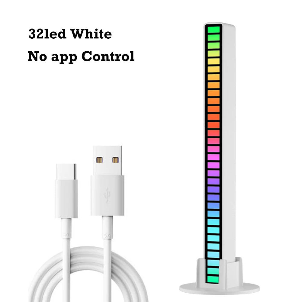 32Led RGB Music Rhythm Light Bar Rechargeable APP Control Rgb Sound Activated Night Light Music Rhythm Light Car Gaming