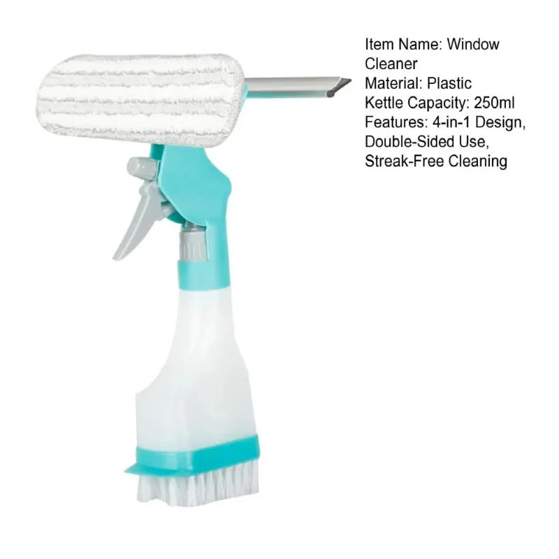 Multifunction Window Cleaner Kit with Spray Bottle Squeegee Microfiber Washer Head Home Glass Cleaning Tool