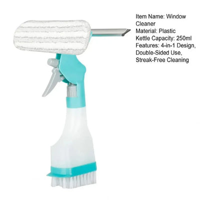 Multifunction Window Cleaner Kit with Spray Bottle Squeegee Microfiber Washer Head Home Glass Cleaning Tool
