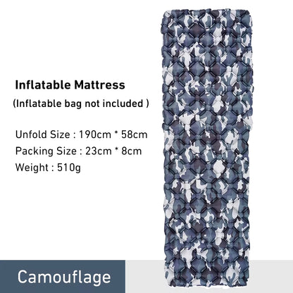 Outdoor Sleeping Pad Camping Inflatable Mattress Ultralight Air Cushion Travel Mat Folding Bed No Headrest for Travel Hiking