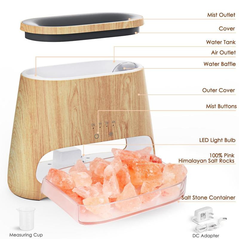 SALKING 2-In-1 Himalayan Salt Lamp Diffuser, Cool Mist Humidifier, Aromatherapy & Himalayan Salt Therapy, 100% Pure Himalayan Salt, Ultrasonic Essential Oil Diffuser with Ambient Glow, 150Ml