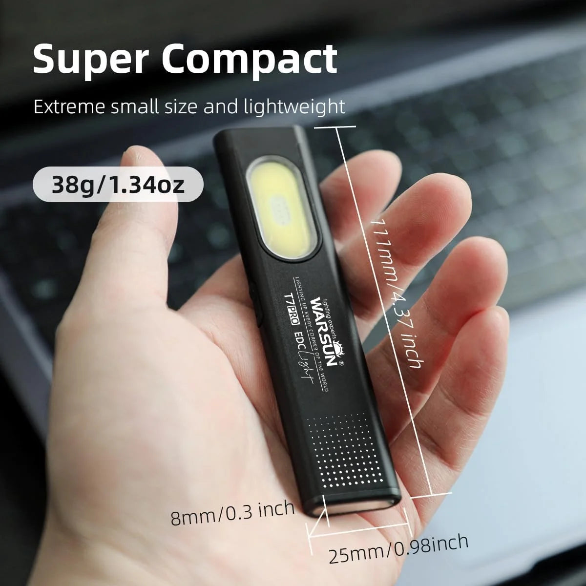 LED Keychain Flashlight USB-C Rechargeable 600Lm Portable Mini Torch Light Pocket Lantern Flood Work Light with Magnet
