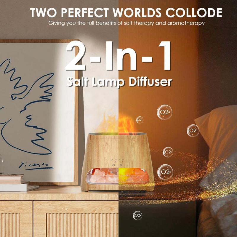 SALKING 2-In-1 Himalayan Salt Lamp Diffuser, Cool Mist Humidifier, Aromatherapy & Himalayan Salt Therapy, 100% Pure Himalayan Salt, Ultrasonic Essential Oil Diffuser with Ambient Glow, 150Ml