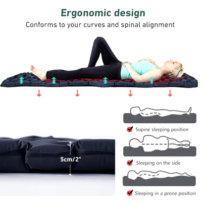 Outdoor Sleeping Pad Camping Inflatable Mattress Ultralight Air Cushion Travel Mat Folding Bed No Headrest for Travel Hiking