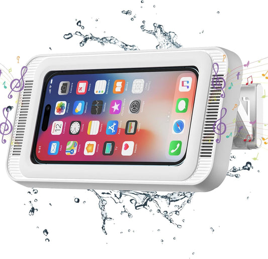 Shower Phone Holder Waterproof, 480°Rotation Shower Phone Case, Wall Phone Mount Stand with Original Sound Quality for Bathroom Wall Mirror Bathtub Kitchen, Compatible with 4-7" Phones