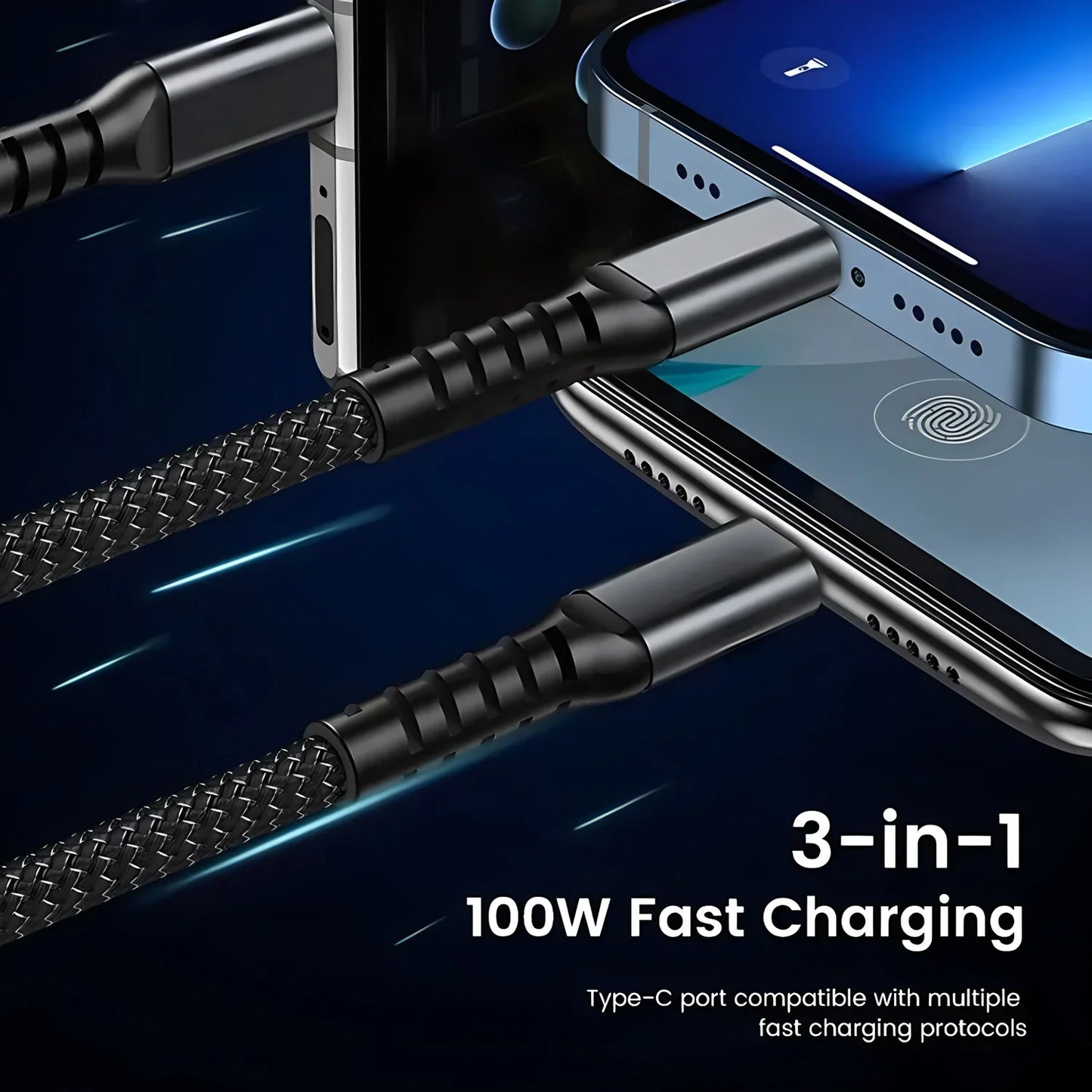 Glow-In-The-Dark Supercharged Magic String: the Premium 3-In-1 Charging Solution for Iphone 15/14/13