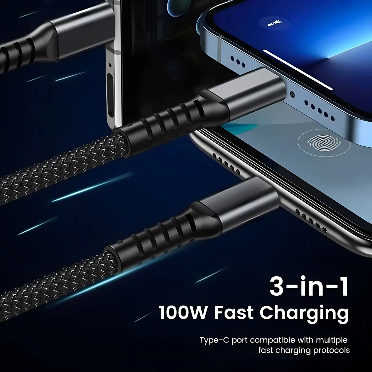 Glow-In-The-Dark Supercharged Magic String: the Premium 3-In-1 Charging Solution for Iphone 15/14/13
