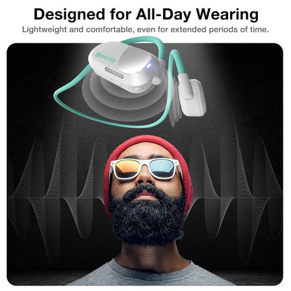 Purity Air Open Ear Headphones - Wireless Bluetooth Earbuds with Dual Mic for Ultimate Comfort and Sweat Resistance - Perfect for Sports, Calls, and Music - White/Turquoise