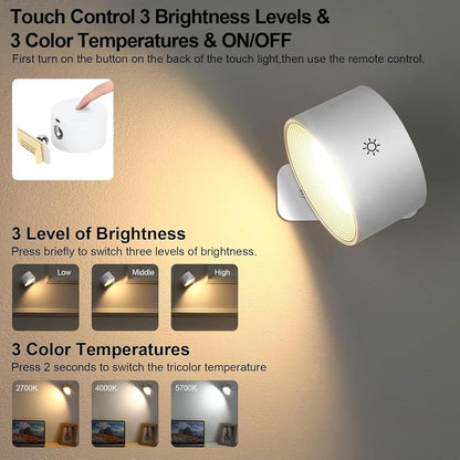 Lightess Smart Wall Sconce, Dimmable Wall Mounted Lamp with 3 Lighting & RGB & Ambiance Mode, APP & Touch Control, Rechargeable LED Light Battery Operated, Cordless Wall Light for Reading Bedside