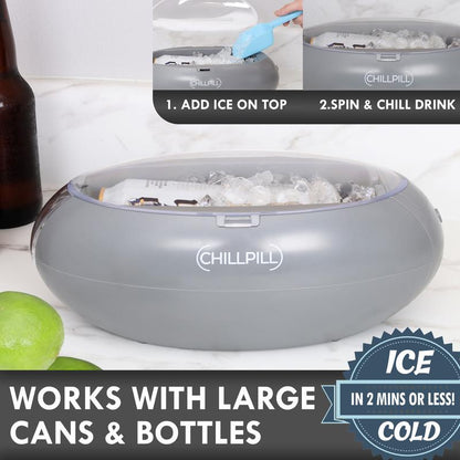 CHILLPILL Instant Beverage Chiller - Universal Can and Bottle Mini Cooler for Rapid Drink Chilling - Portable Can Chiller for Soda & Beer Lovers
