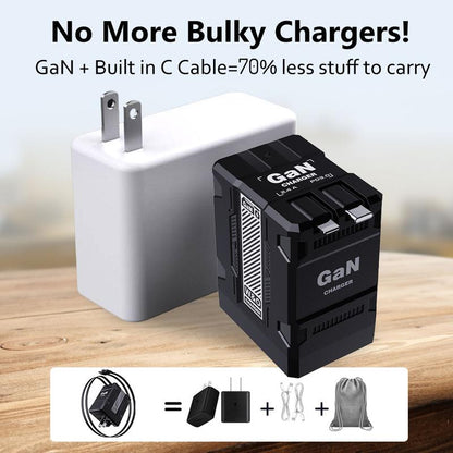 2 in 1 Gan Charger(Type C/Lightning), 120W Compatible Fast Charger, Retractable Wall Charger, Foldable Plug for Iphone, Fast Charging Power Adapter for Smartphone, Travel Universal Plug Fast Charging, Holiday Gift Tech