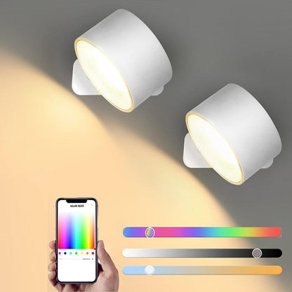 Lightess Smart Wall Sconce, Dimmable Wall Mounted Lamp with 3 Lighting & RGB & Ambiance Mode, APP & Touch Control, Rechargeable LED Light Battery Operated, Cordless Wall Light for Reading Bedside
