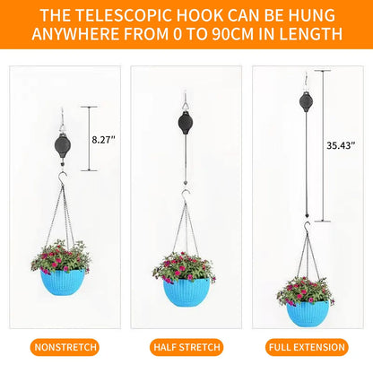 Garden Baskets Pots Hanging Hook Adjustable Lift Plant Pulley Set Retractable Pulley Pull down Hanger Plants Flower Hanger Hook