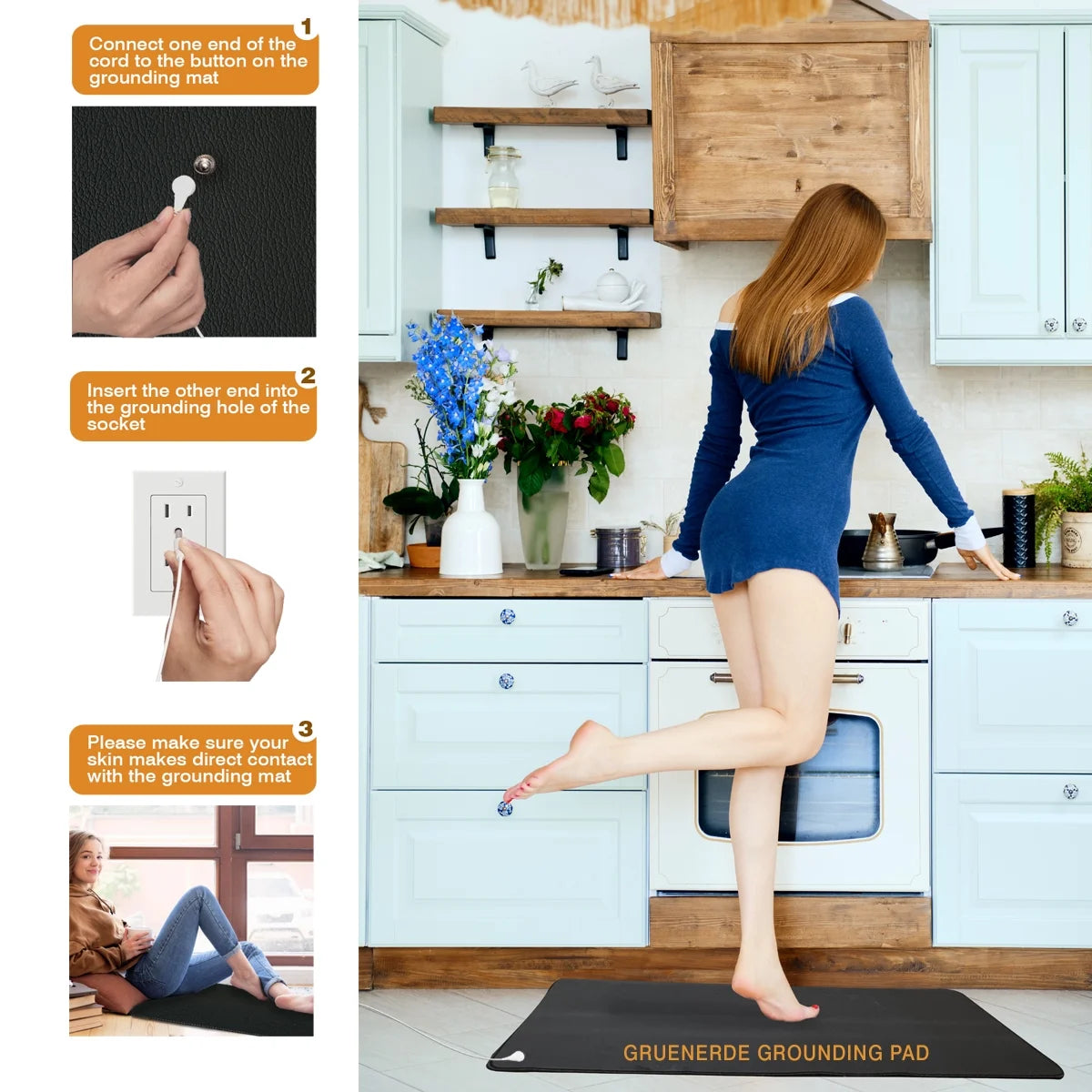 Experience Grounding Bliss: 15Ft Corded Mouse Pad for Enhanced Comfort, Reduced Pain & Stress Relief